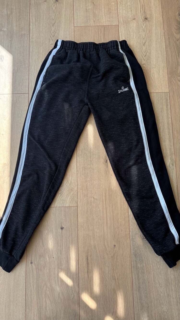 Spalding Sweatpants Size L (14/16) Black Side Stripe Joggers